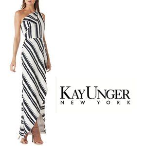 KAY UNGER One-Shoulder Cross Front Maxi Dress